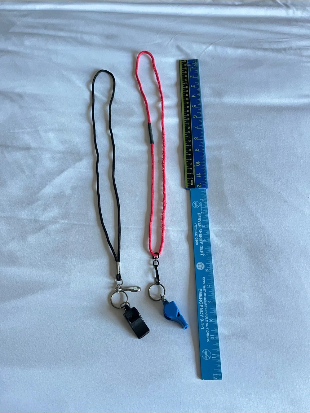 Classic Whistles Pair & Lanyards Black Blue Pealess Referee Safety